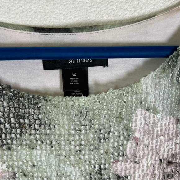 Ali Miles Layered Tunic Womens Plus Size Florals 3/4 Roll-Tab Sleeves 3X - Picture 3 of 7